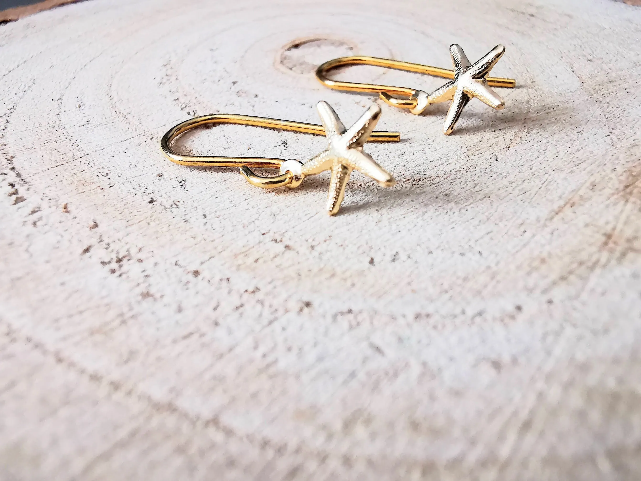 Gold Starfish Ear Wire Earrings