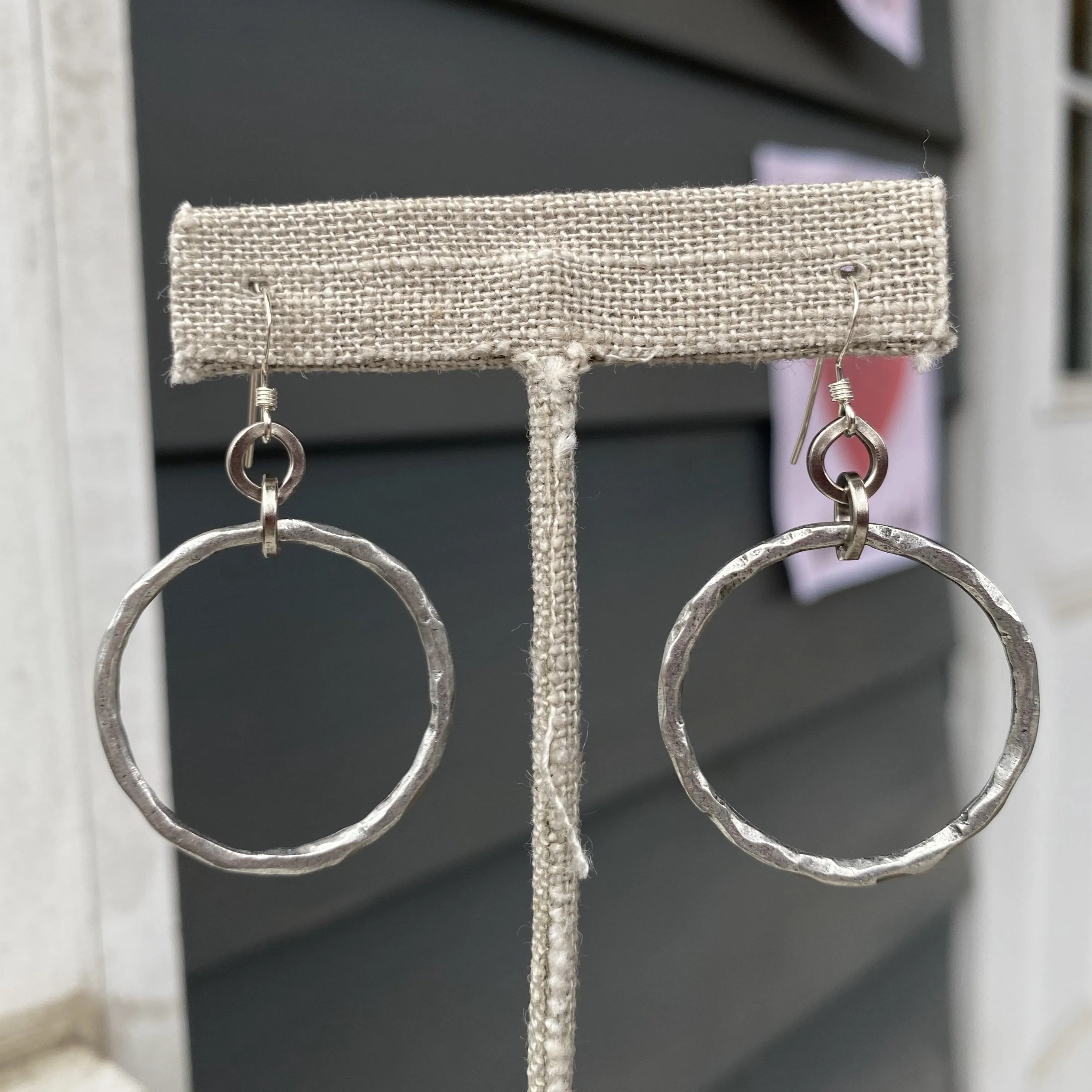 Hammered Metal Hoop Earrings