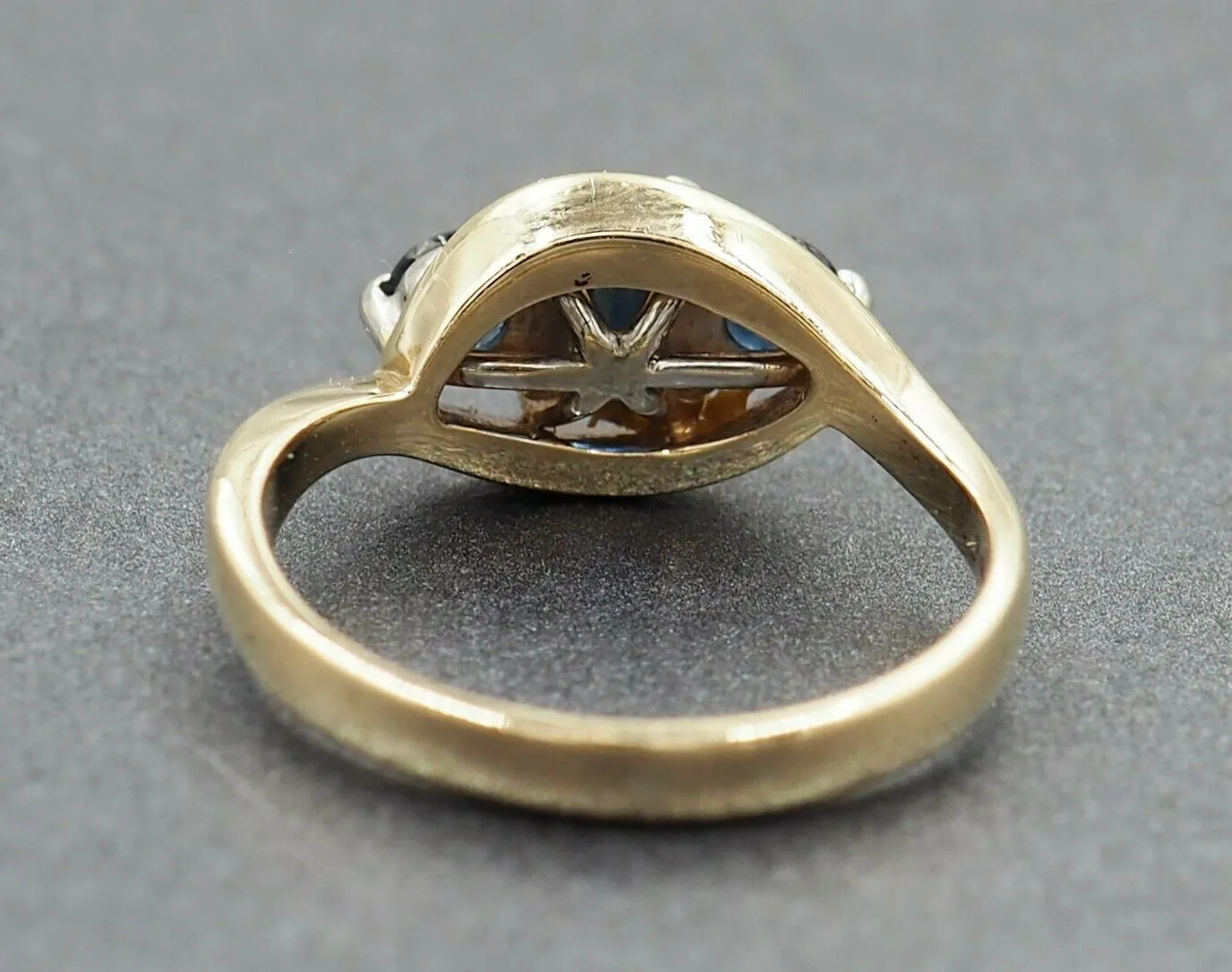 Handmade Sapphire 9ct Yellow & White Gold Ring