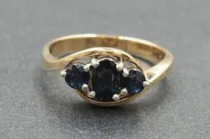 Handmade Sapphire 9ct Yellow & White Gold Ring