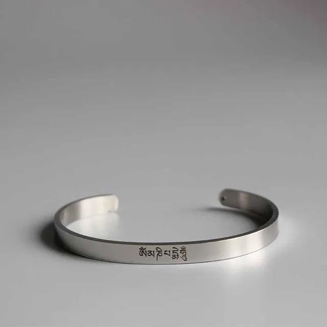 Handmade Stainless Steel Tibetan Buddhist Spiritual Bangle