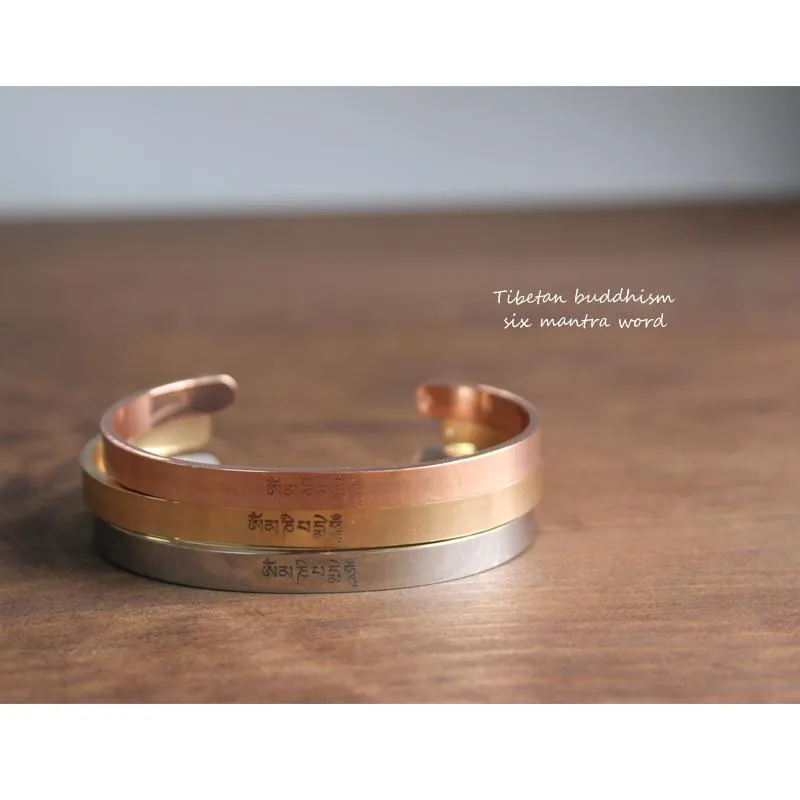 Handmade Stainless Steel Tibetan Buddhist Spiritual Bangle