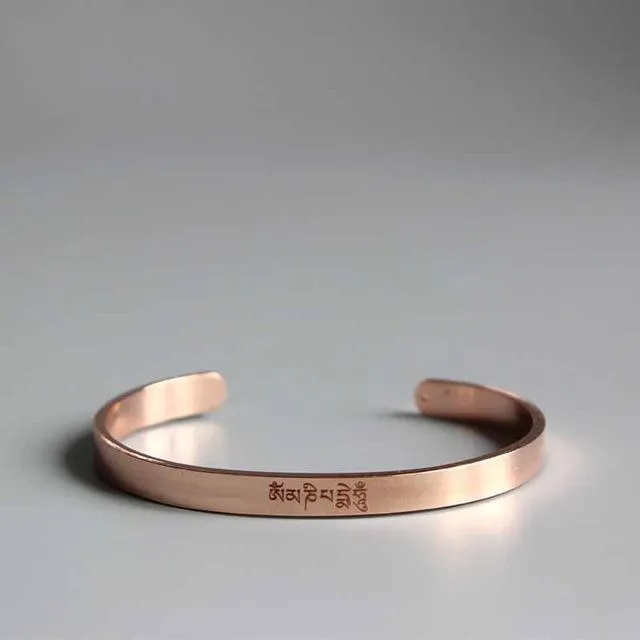 Handmade Stainless Steel Tibetan Buddhist Spiritual Bangle