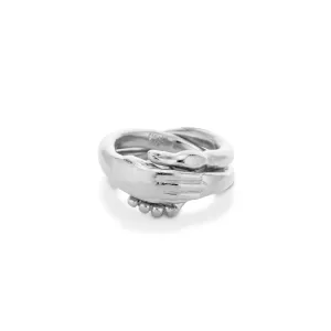 Interlocking Hands Ring Set