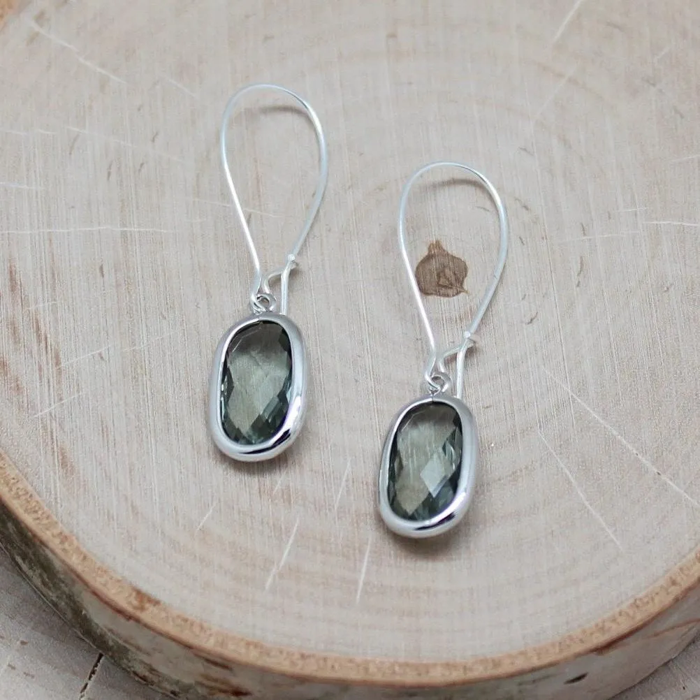 Jane Silver Glass Short Earrings