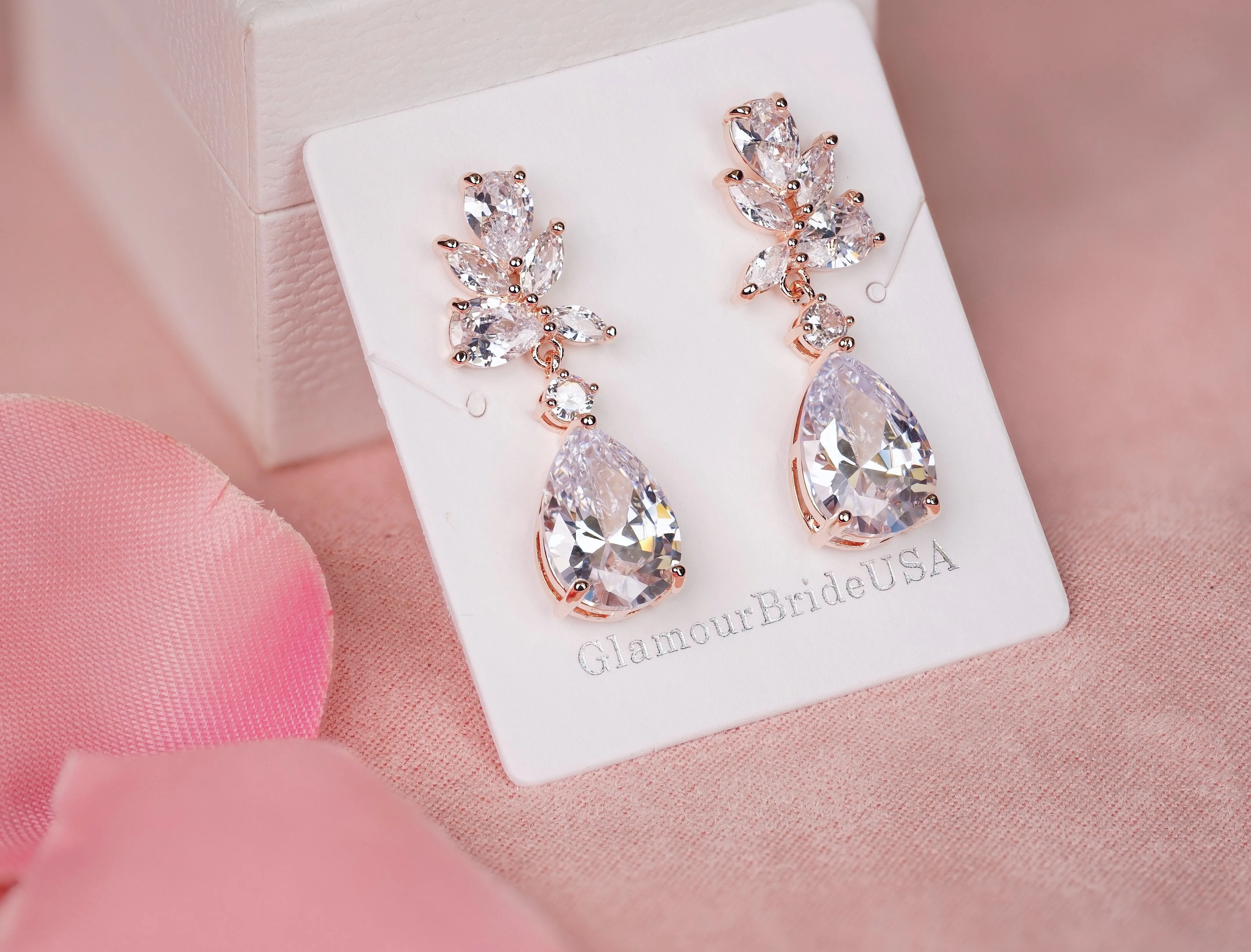 Jessica - Crystal Tear Drop Earrings