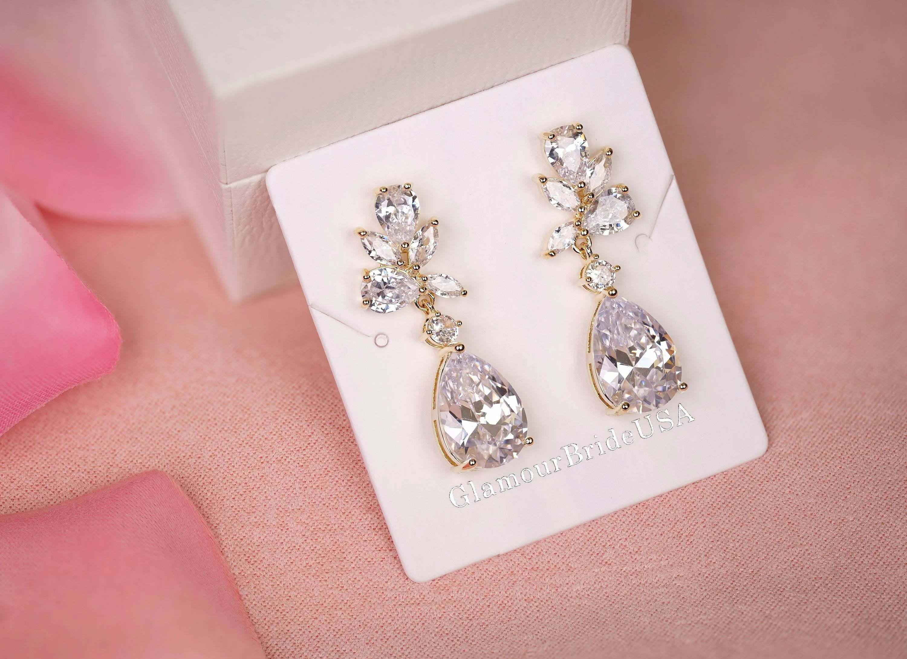 Jessica - Crystal Tear Drop Earrings