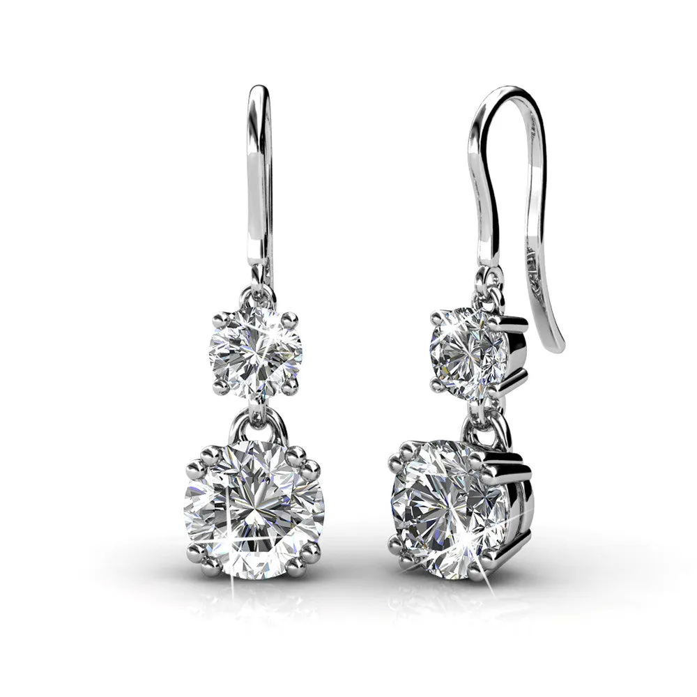 Kadence 18k White Gold Plated Drop Dangle Earrings with Swarovski Crystals