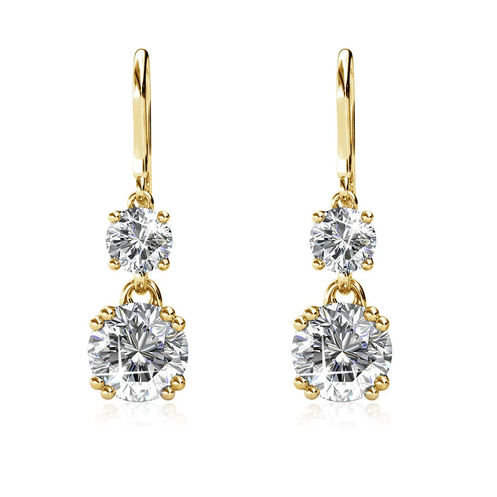 Kadence 18k White Gold Plated Drop Dangle Earrings with Swarovski Crystals