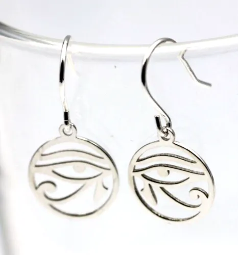 Kaedesigns Sterling Silver 925 Eye of Horus Egyptian Hook Earrings