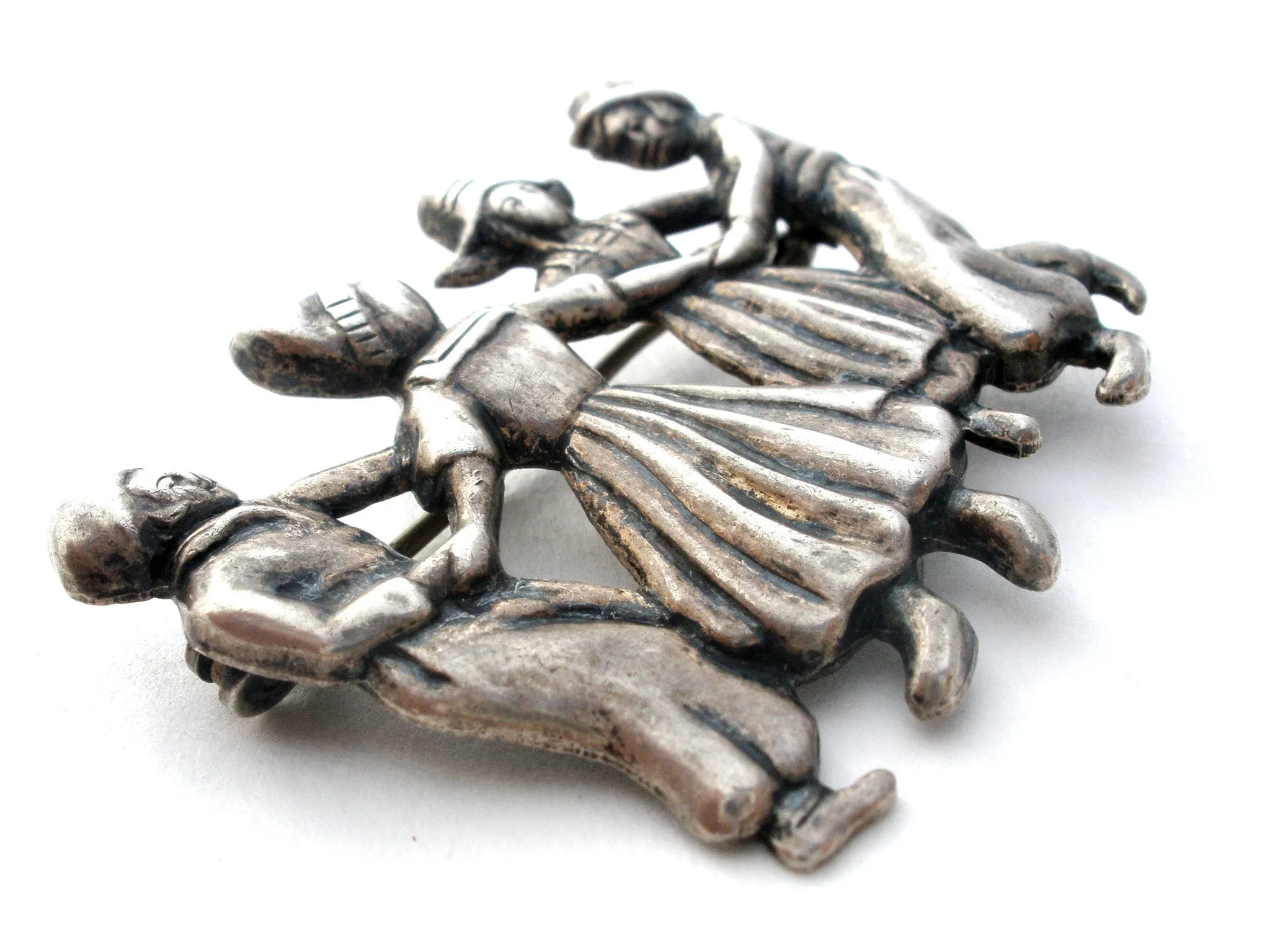 Lang Sterling Silver Brooch with Children Dancing