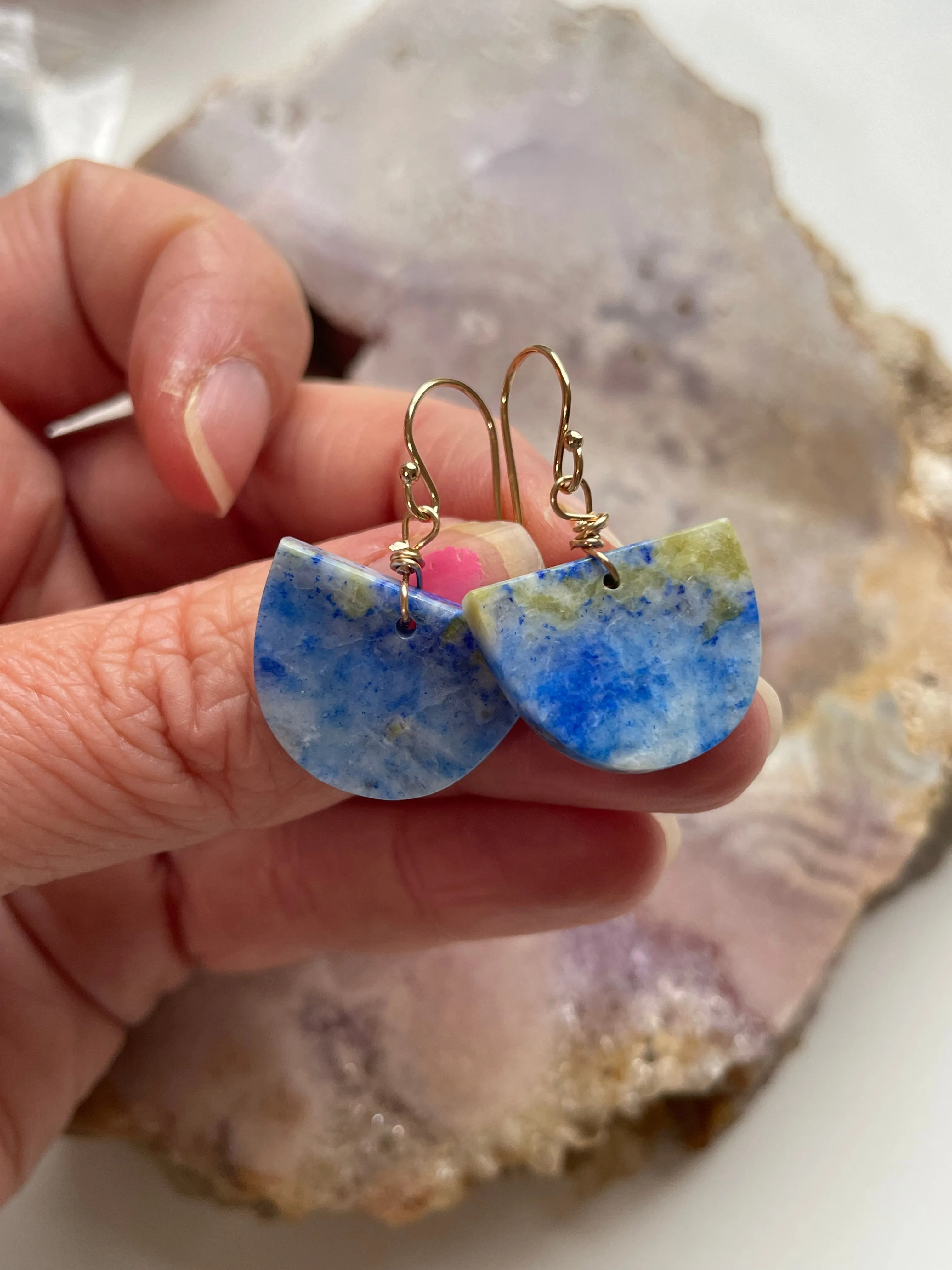 Lapis Lazuli  Earrings Gold Fill