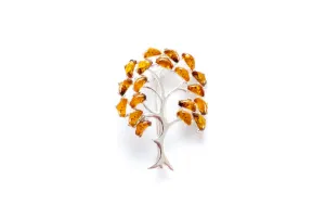 Large Amber Tree Brooch