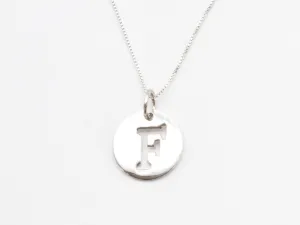 Letter F Pendant - Disc Letter Necklace - Alphabet Letter Pendant