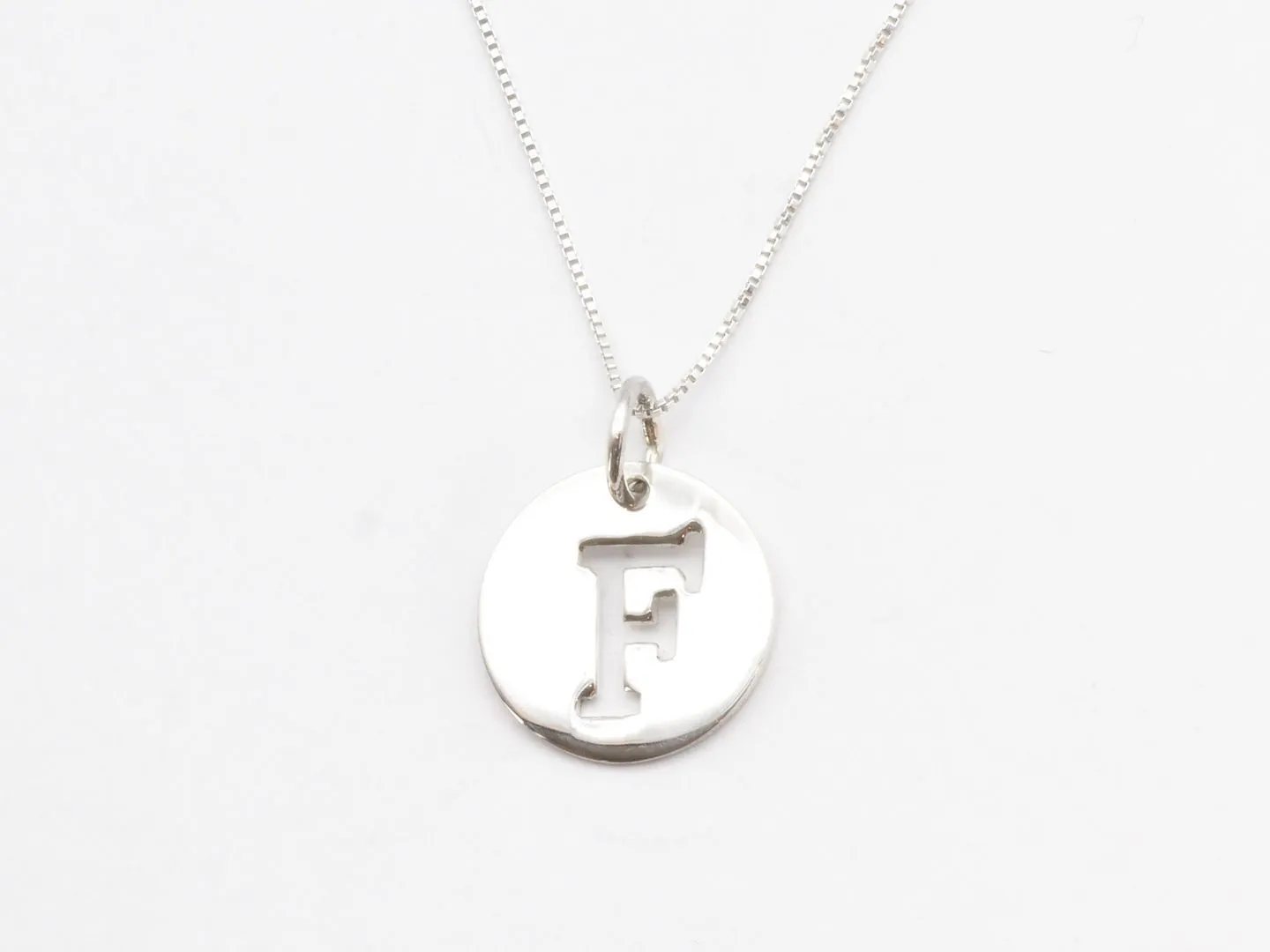 Letter F Pendant - Disc Letter Necklace - Alphabet Letter Pendant