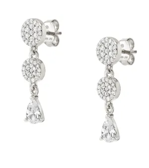 LUCENTISSIMA Silver Round CZ Earrings - Sterling Silver