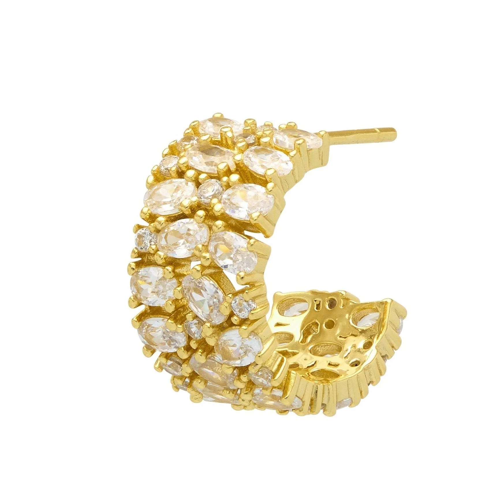 Luxury CZ Hoop Earrings - Gold