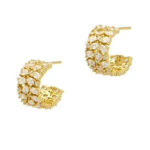 Luxury CZ Hoop Earrings - Gold