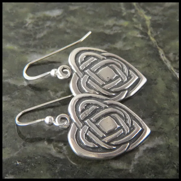 Maggie's Heart Celtic Earrings in Silver