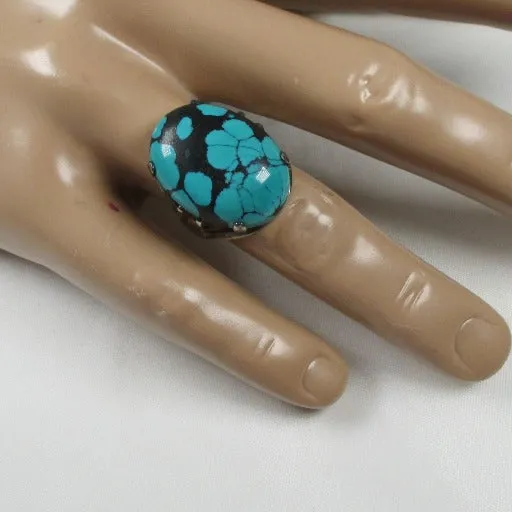 Man's Southwestern Turquoise  Silver Ring Size 11