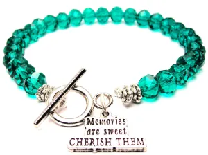 Memories Are Sweet Cherish Them Crystal Beaded Toggle Style Bracelet