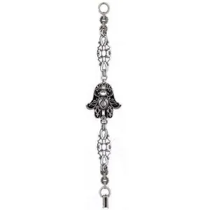 Michal Golan Black Enamel And Swarovski Crystal Hamsa Bracelet