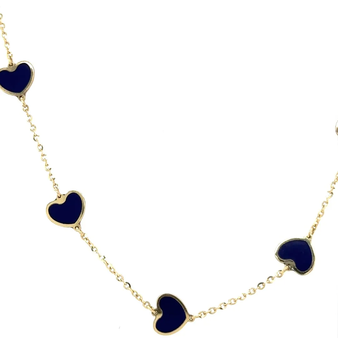 Mini Heart Station Necklace/ Lapis