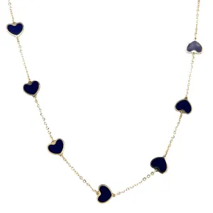 Mini Heart Station Necklace/ Lapis