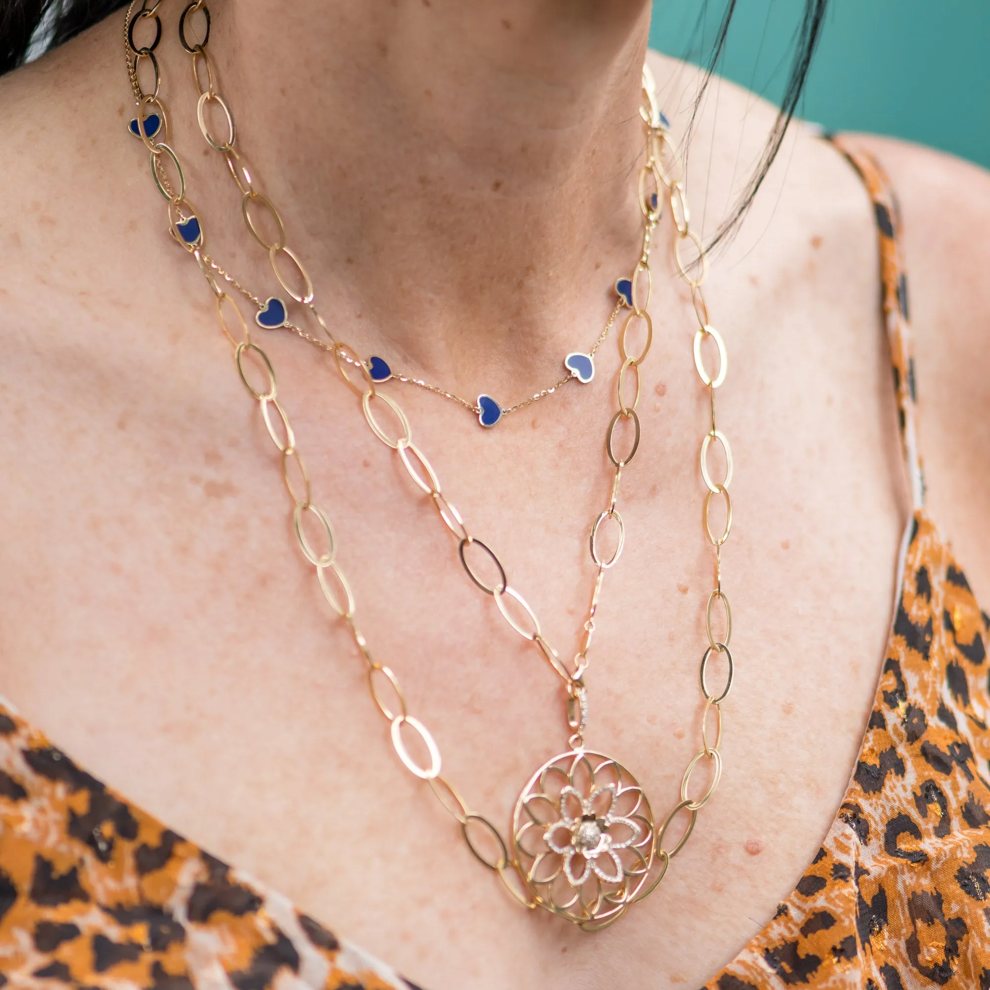 Mini Heart Station Necklace/ Lapis