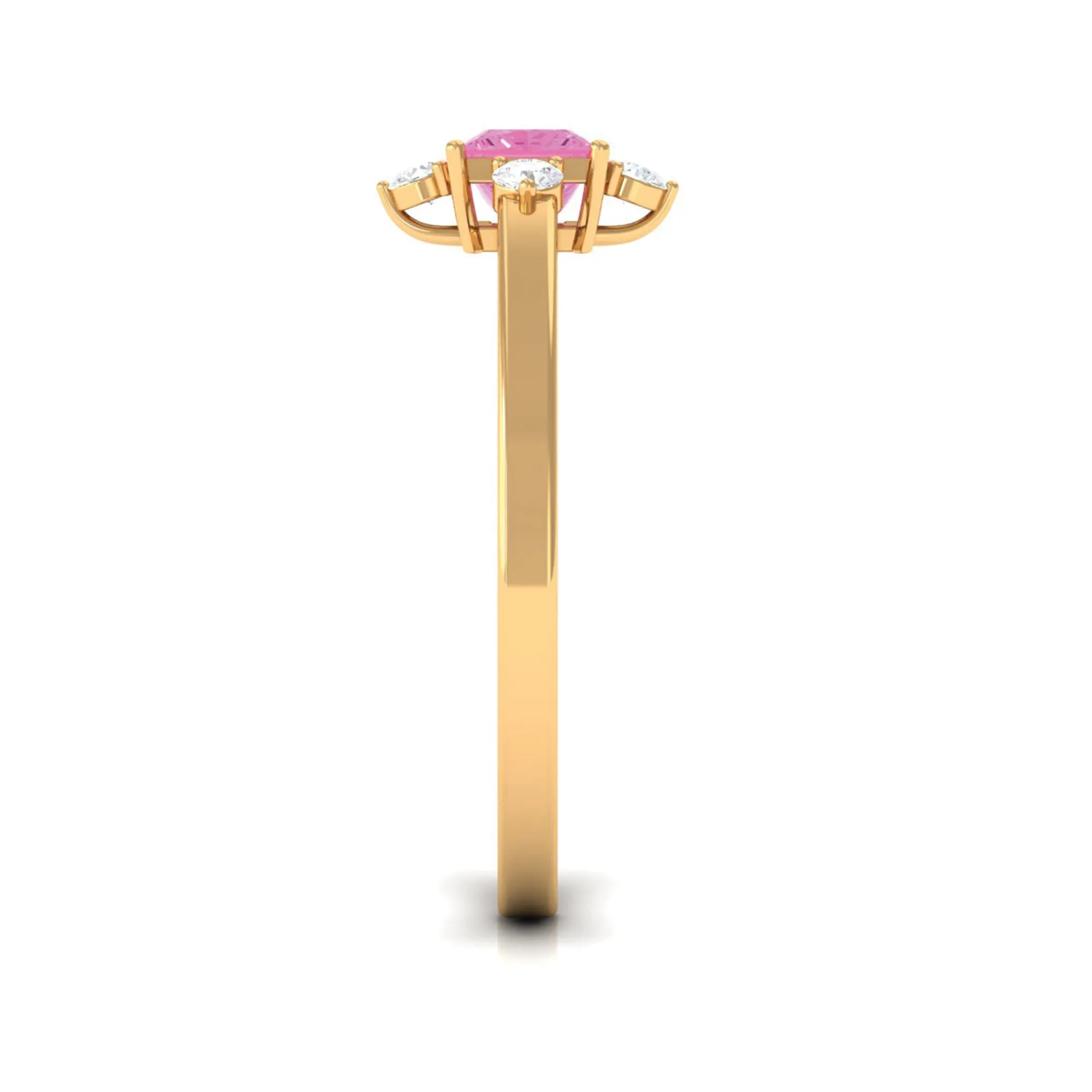 Minimal Princess Cut Pink Sapphire and Diamond Promise Ring