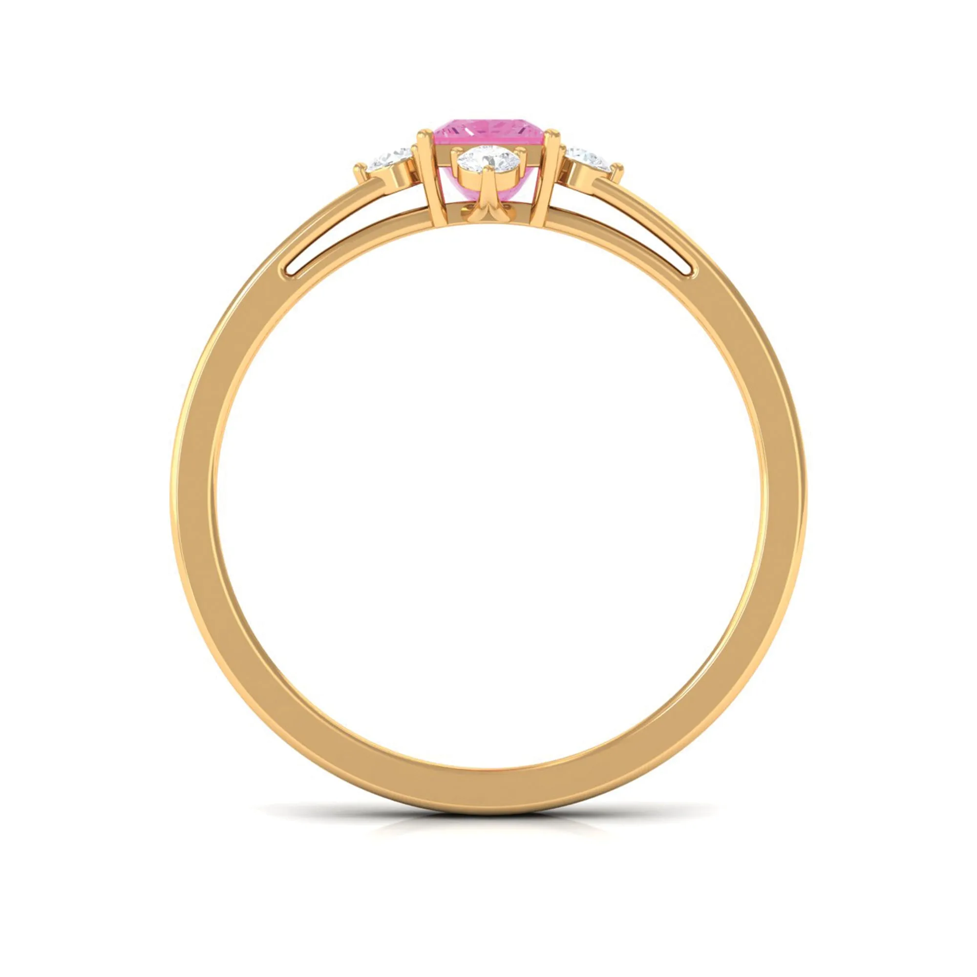 Minimal Princess Cut Pink Sapphire and Diamond Promise Ring