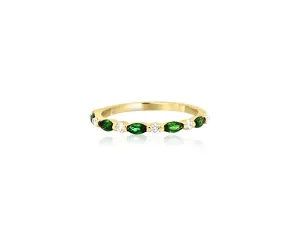 Mira Green Sapphire Marquise and Round Diamond Yellow Gold Band