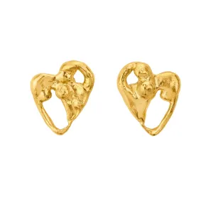 Molten Gold Heart Studs