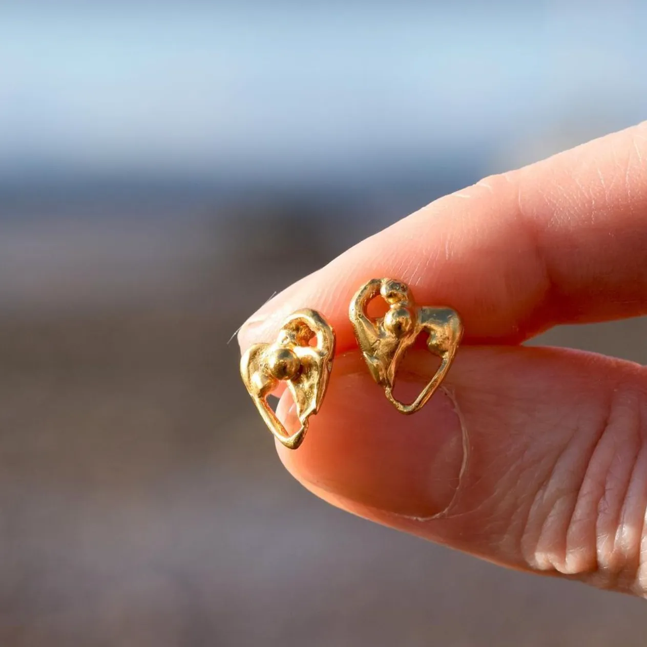 Molten Gold Heart Studs