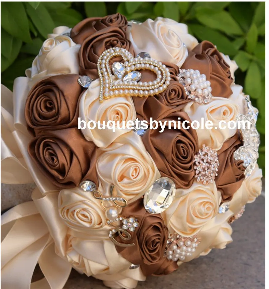 MONICA~ EMR Deluxe Satin Rose Brooch Bouquet or DIY KIT