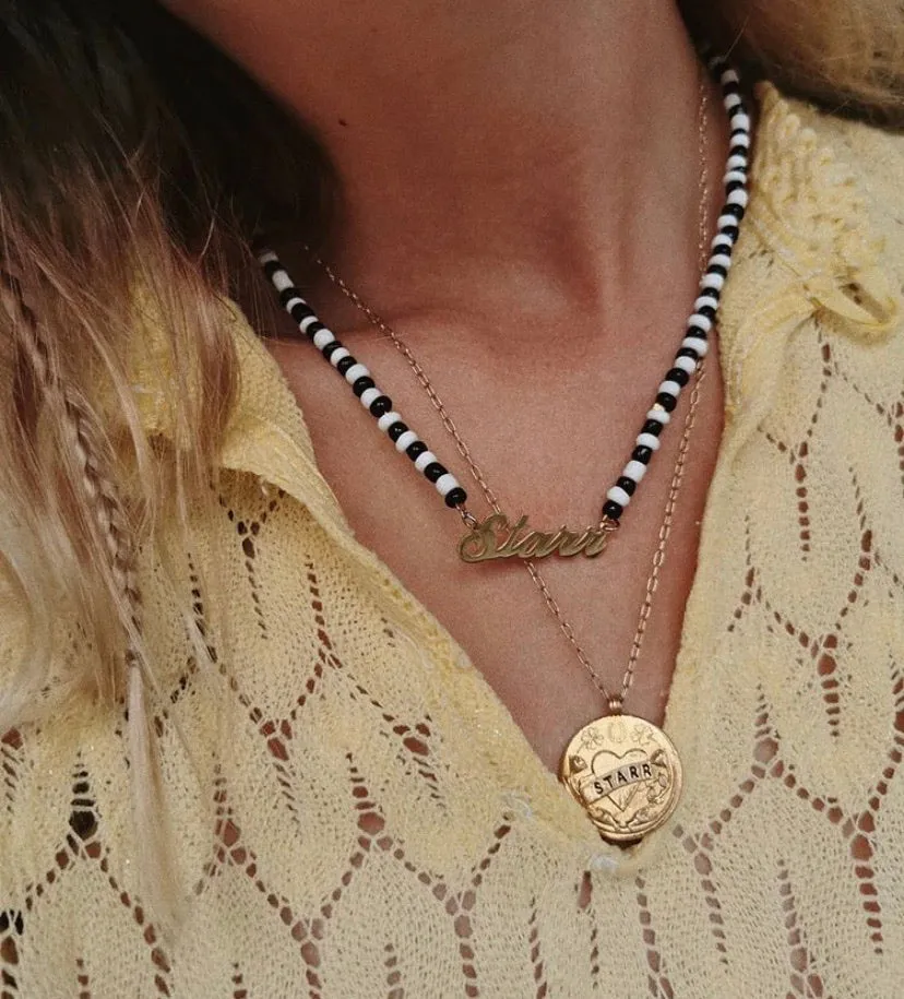 Monochrome Beaded Name Necklace