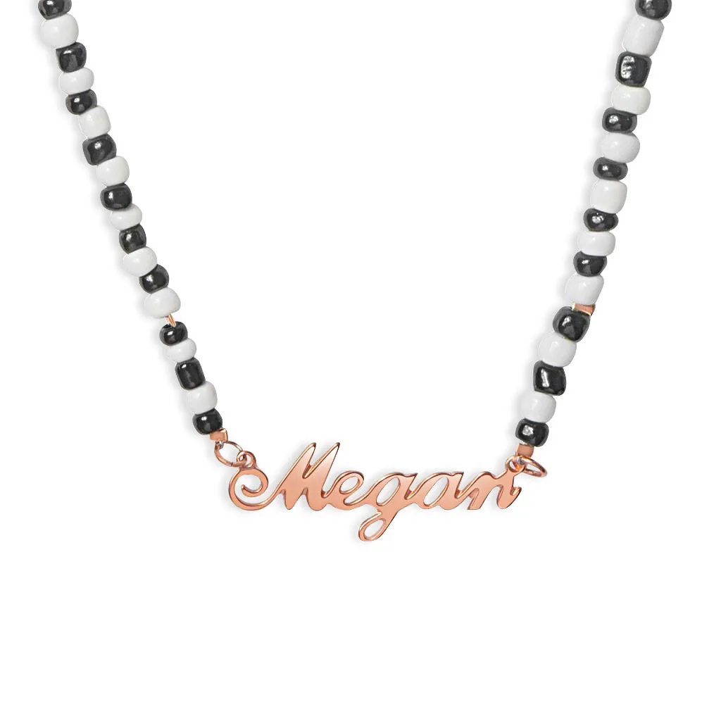 Monochrome Beaded Name Necklace