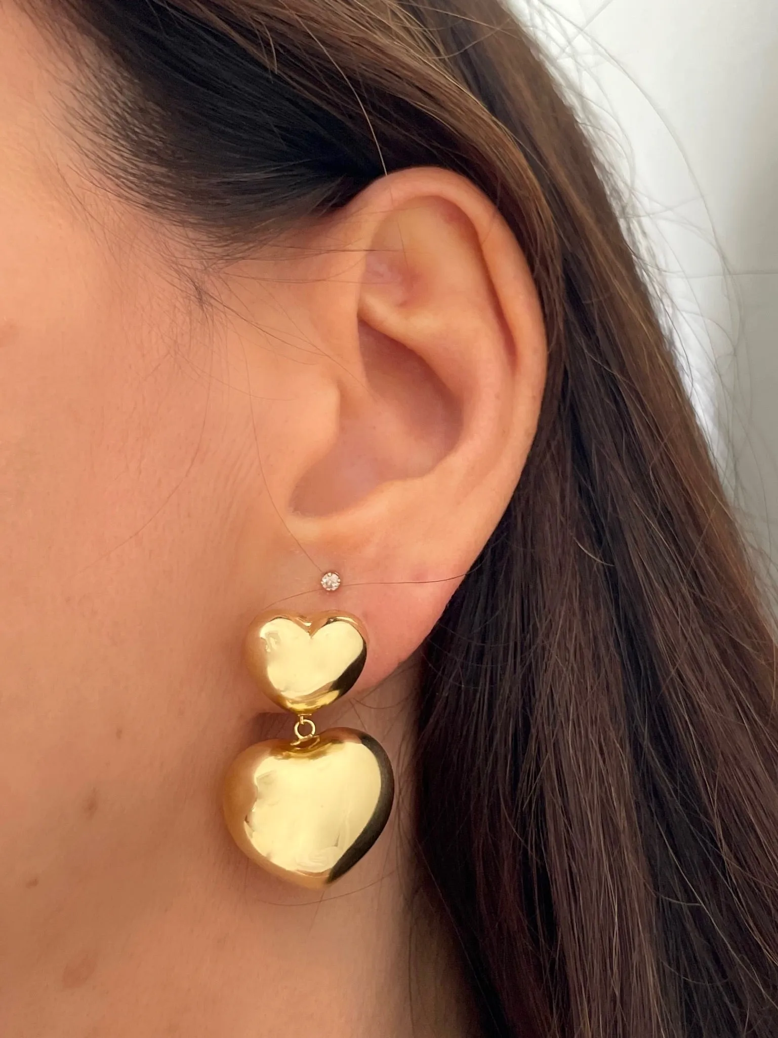 MS X SRJ Domed Double Puff Heart Earrings