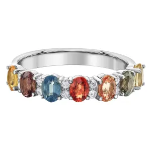 Multi-Coloured Sapphire and Diamond Ring