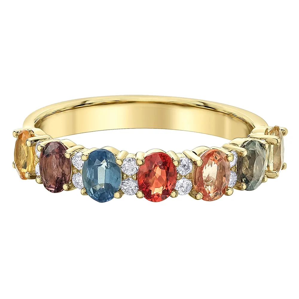 Multi-Coloured Sapphire and Diamond Ring