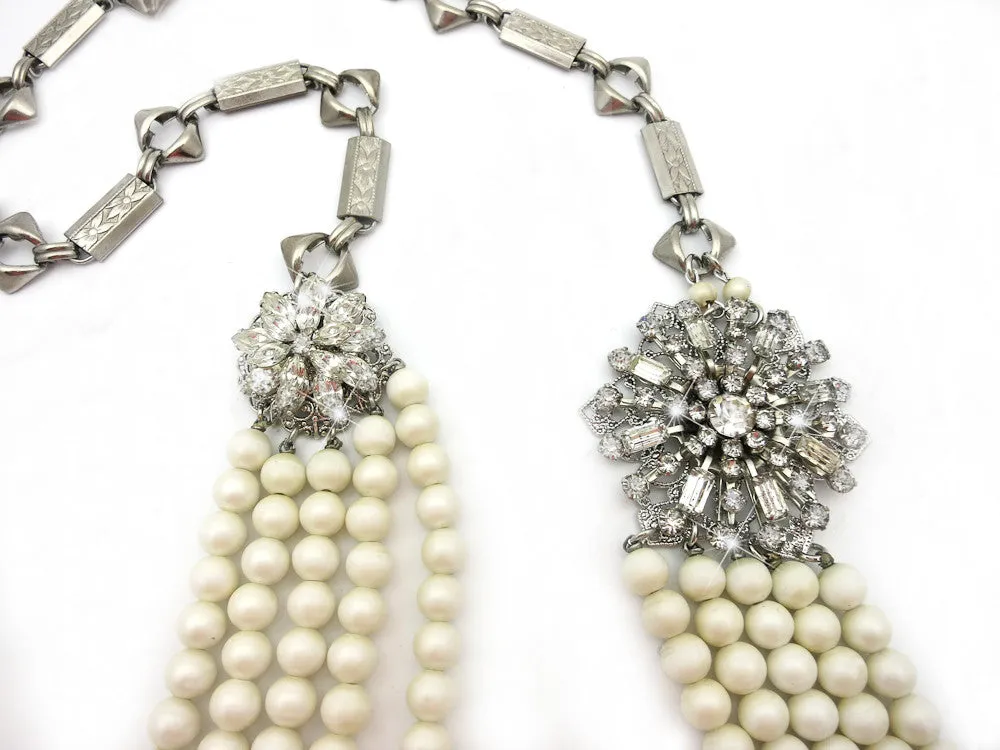 Multi-strand Pearls With Rhinestones