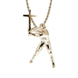 MVP Batter Baseball Cross Necklace | Gold