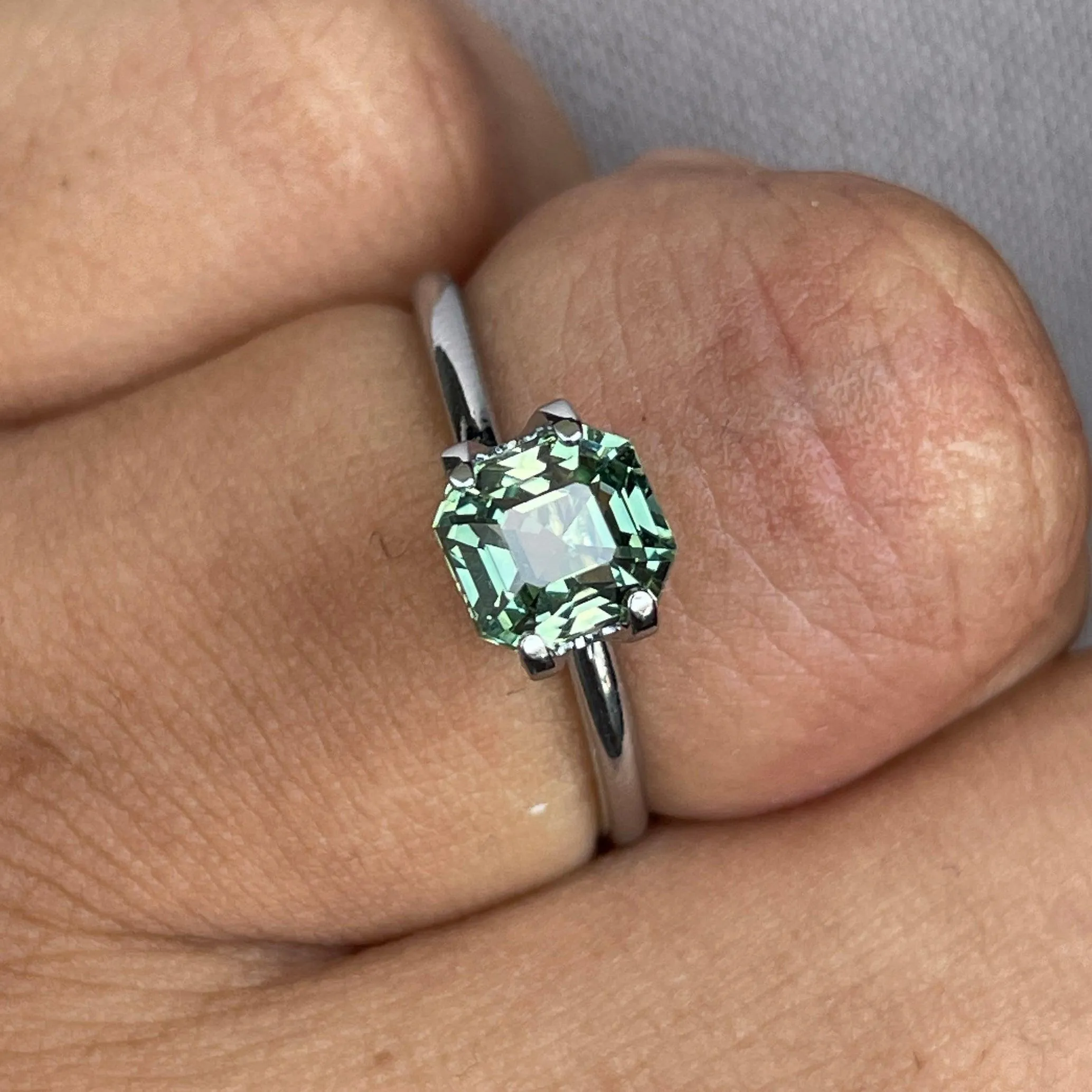 Natural Pale Green Sapphire | Radiant Cut | 6.00 x 6.50 x 5.00mm| 2.03 Carat | Sapphire Rings | heated | Engagement Rings | Jewellery Making