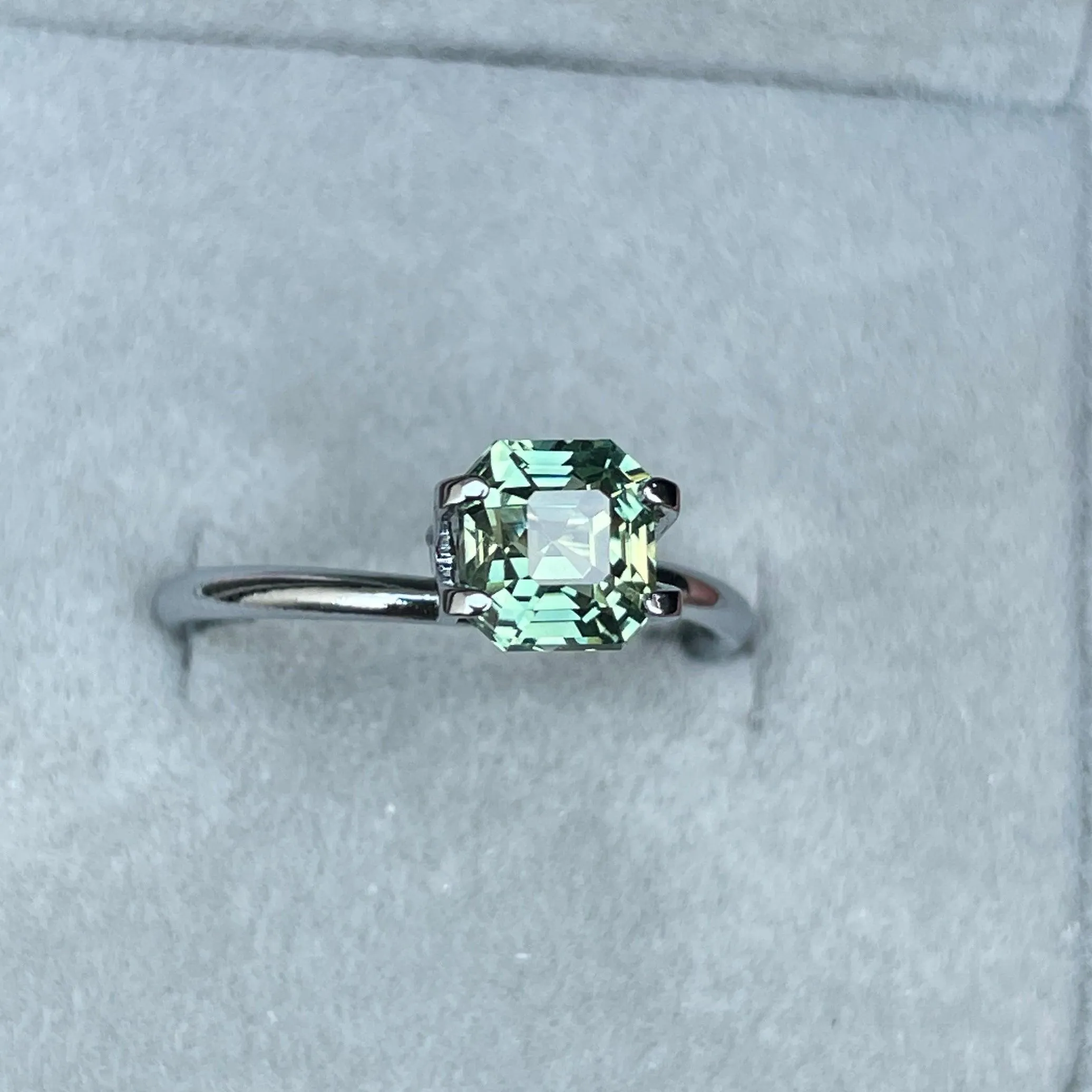 Natural Pale Green Sapphire | Radiant Cut | 6.00 x 6.50 x 5.00mm| 2.03 Carat | Sapphire Rings | heated | Engagement Rings | Jewellery Making