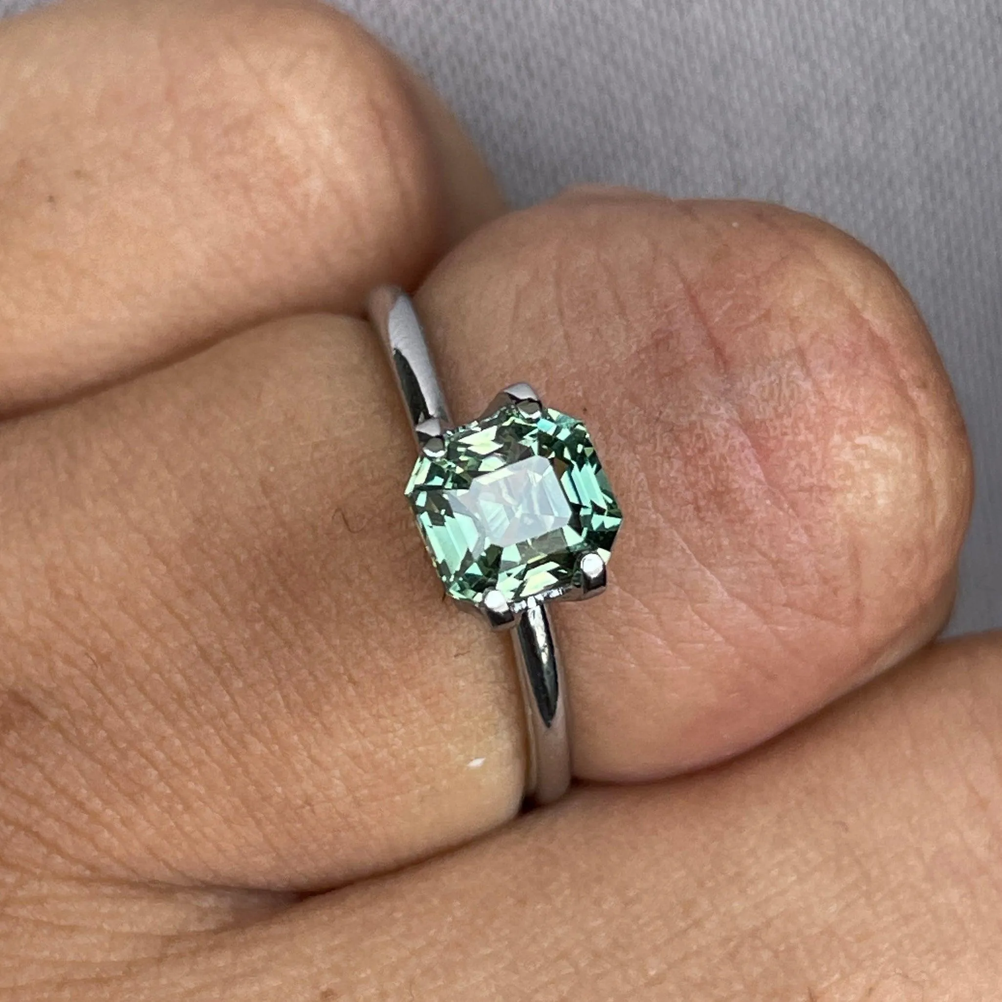 Natural Pale Green Sapphire | Radiant Cut | 6.00 x 6.50 x 5.00mm| 2.03 Carat | Sapphire Rings | heated | Engagement Rings | Jewellery Making