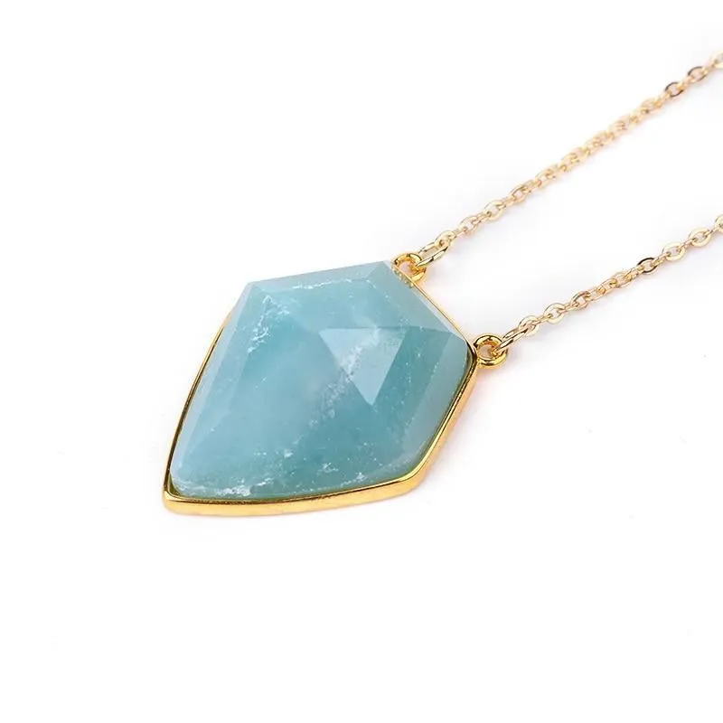 Necklaces Charm Jewelry NKS201 Blue Geometric Crystal Pendant