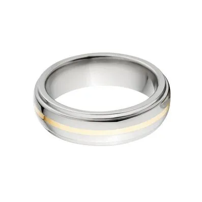 New 6mm Titanium Wedding Ring With 14k Yellow Gold Inlay,Custom Made Titanium Wedding Band