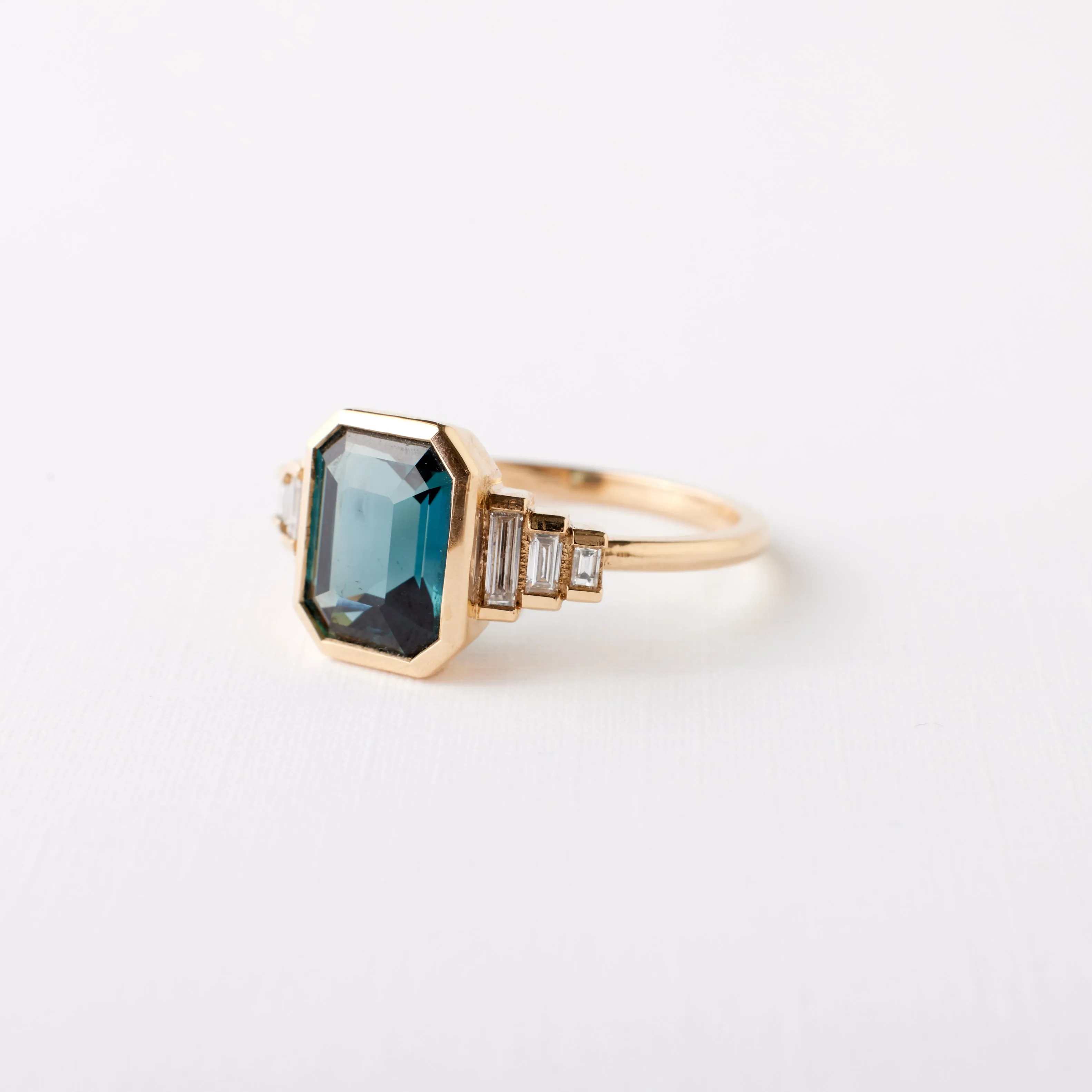 Nina Ring - 3.05 Carat Emerald Cut Teal Sapphire