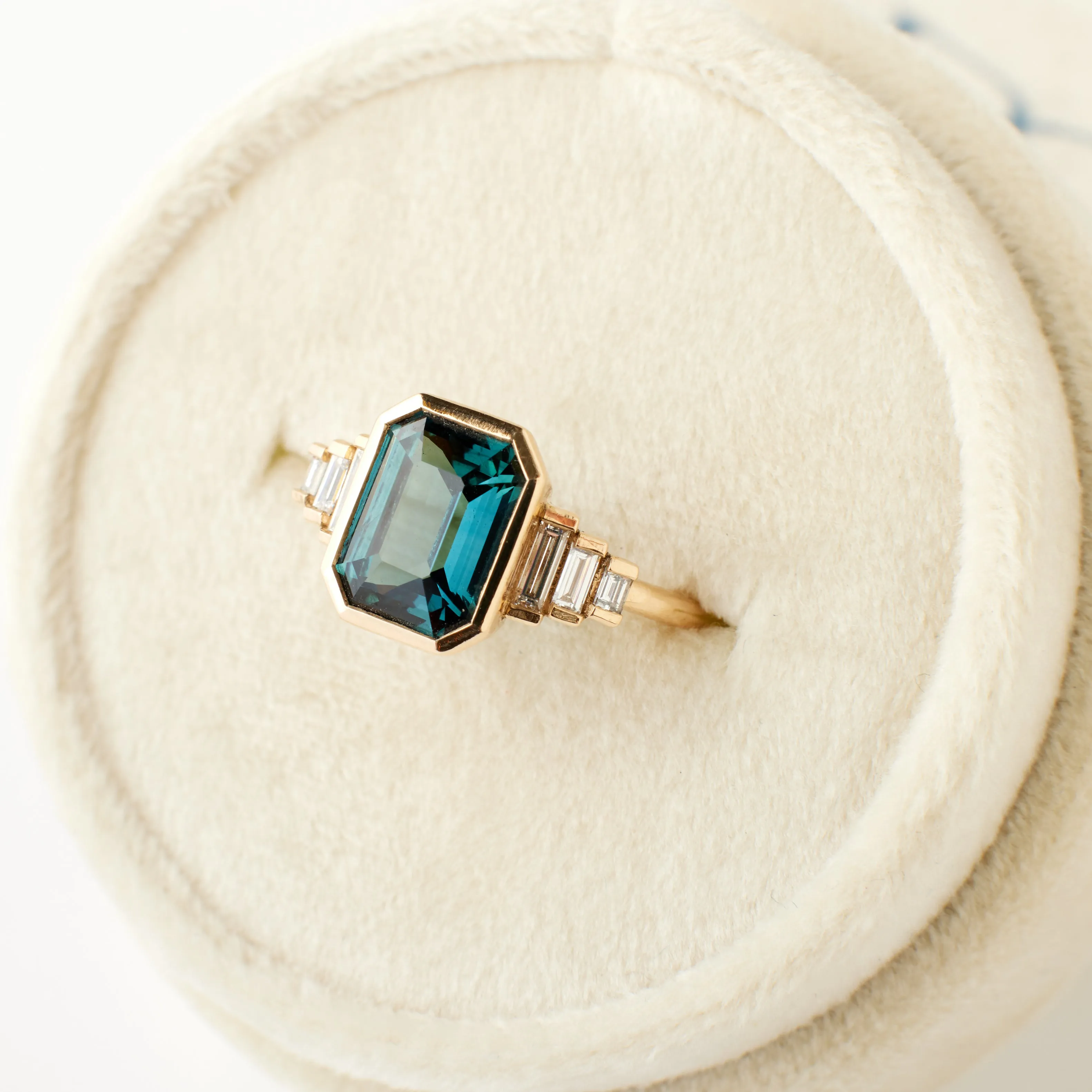 Nina Ring - 3.05 Carat Emerald Cut Teal Sapphire