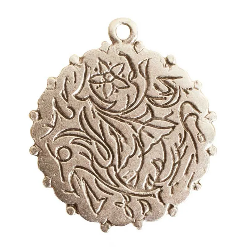 Nunn Design-Bezel-32mm Ornate Large Pendant Circle-Single Loop-Antique Silver-Quantity 1